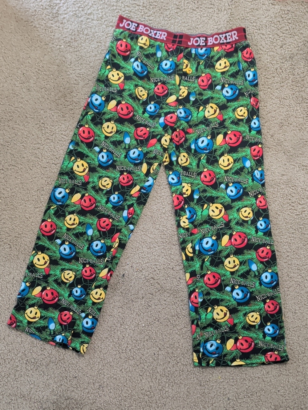 Joe Boxer Holiday Smiley Pajama Pants - Red, Blue, Yellow, Green - Men's Medium